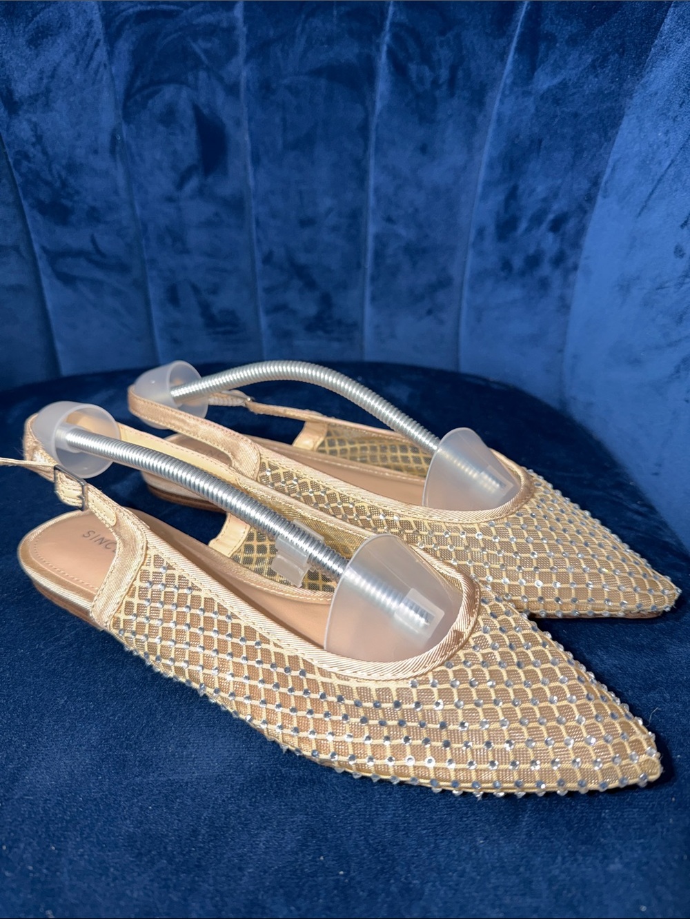 Sincerely Jules Woven Pointed Slingback Flats with Rhinestone Accents Size 7